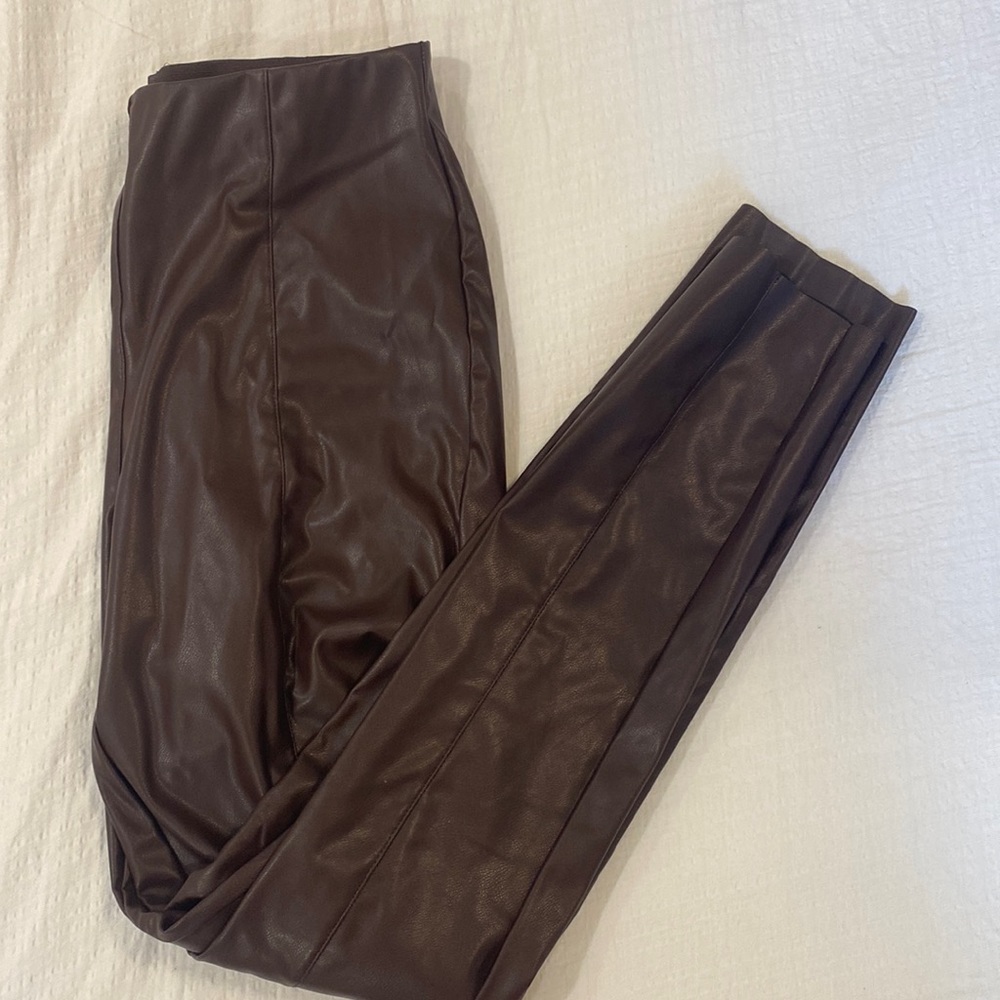 H&M high waisted faux leather leggings